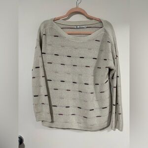 Reitmans Cream Sweater with Pink and Black Details